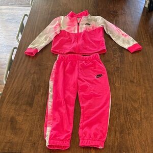Nike Hot Pink and White Girls' Two-Piece Track Set